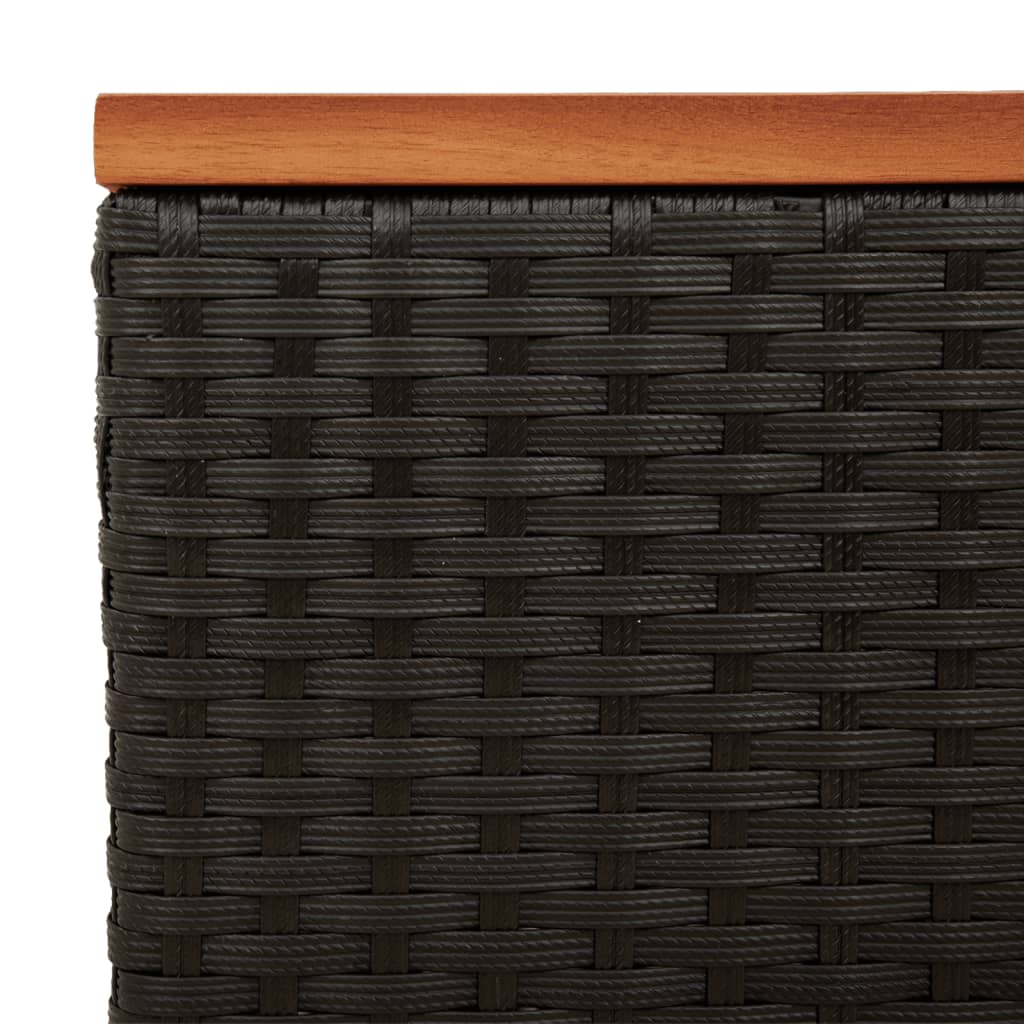 Vrtni bočni stolići 2 kom crni 55 x 34 x 37 cm poliratan i drvo