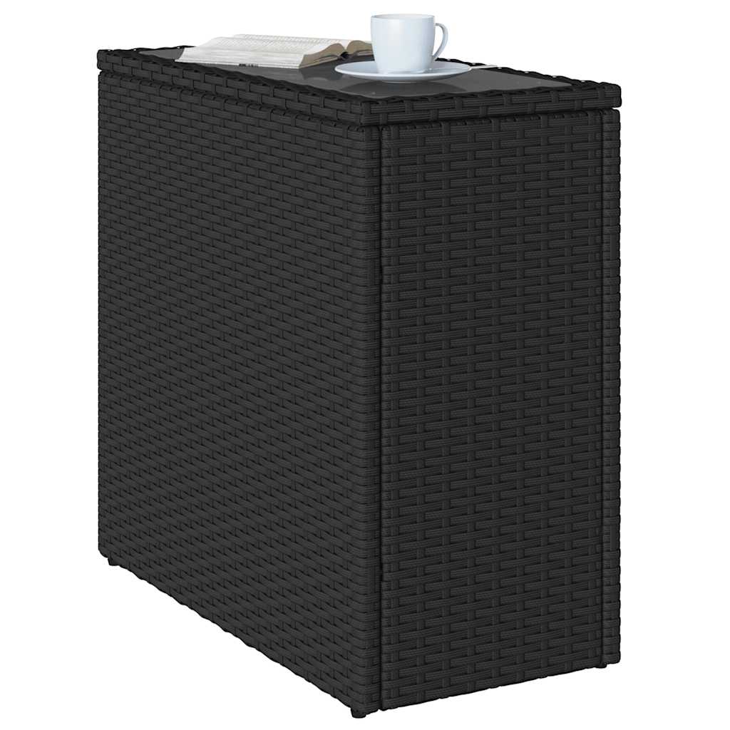 Vrtni stol sa staklenom pločom crni 58x27,5x55 cm od poliratana