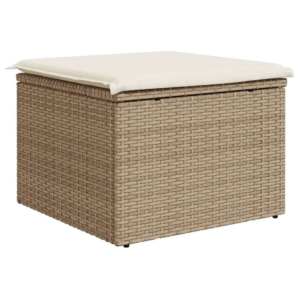 Vrtni tabure s jastukom bež 55 x 55 x 37 cm od poliratana