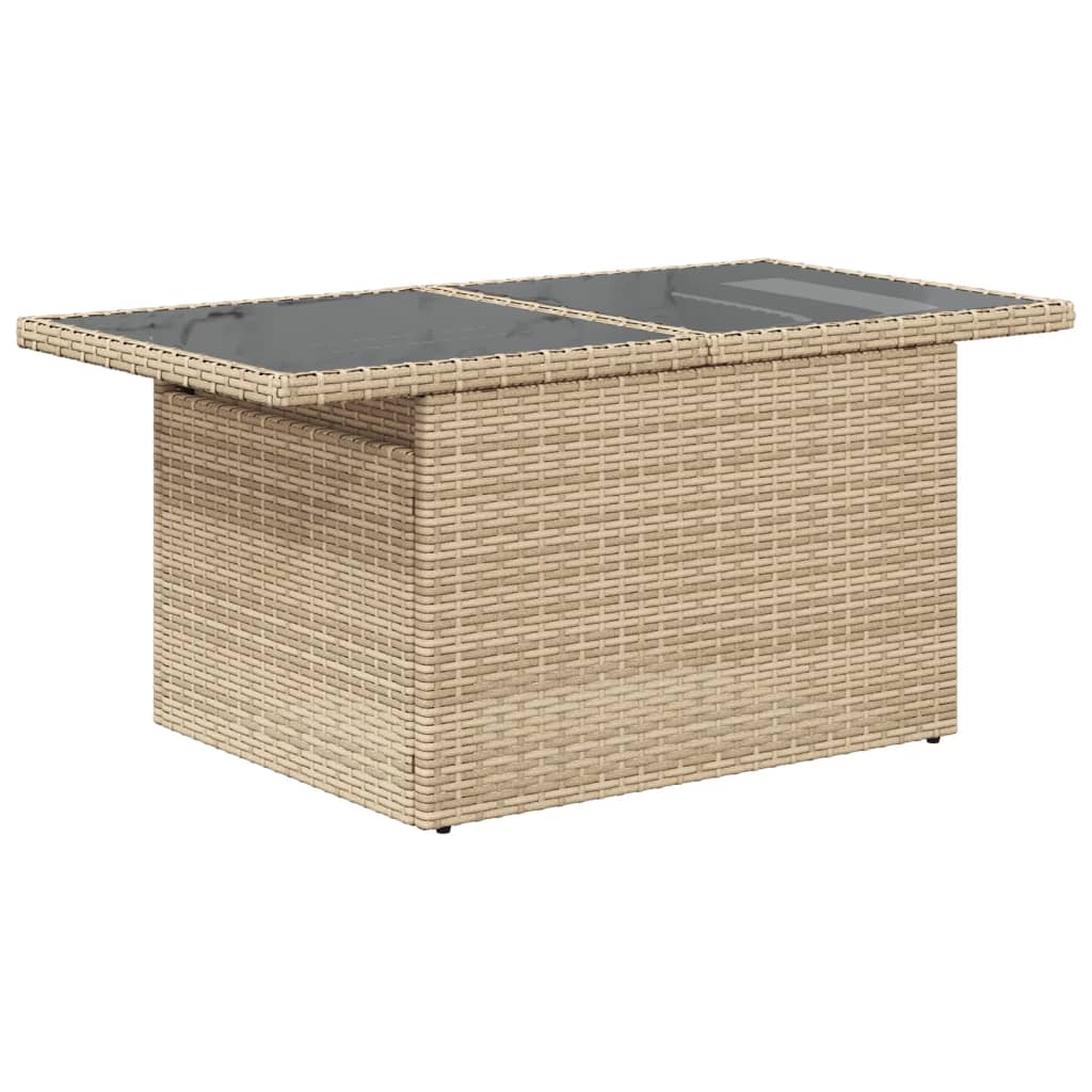 Vrtni stol sa staklenom pločom bež 100 x 55 x 73 cm poliratan