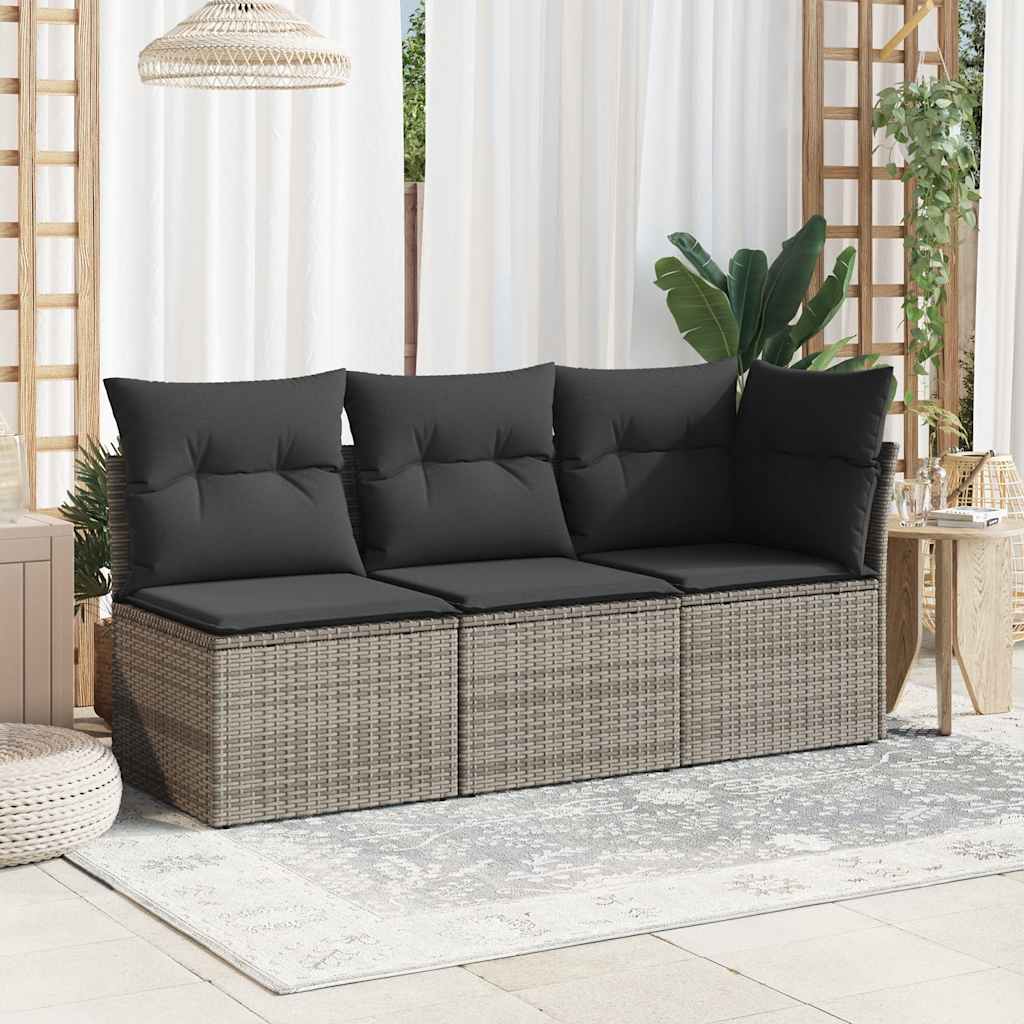 Kutna vrtna sofa od poliratana s jastucima siva