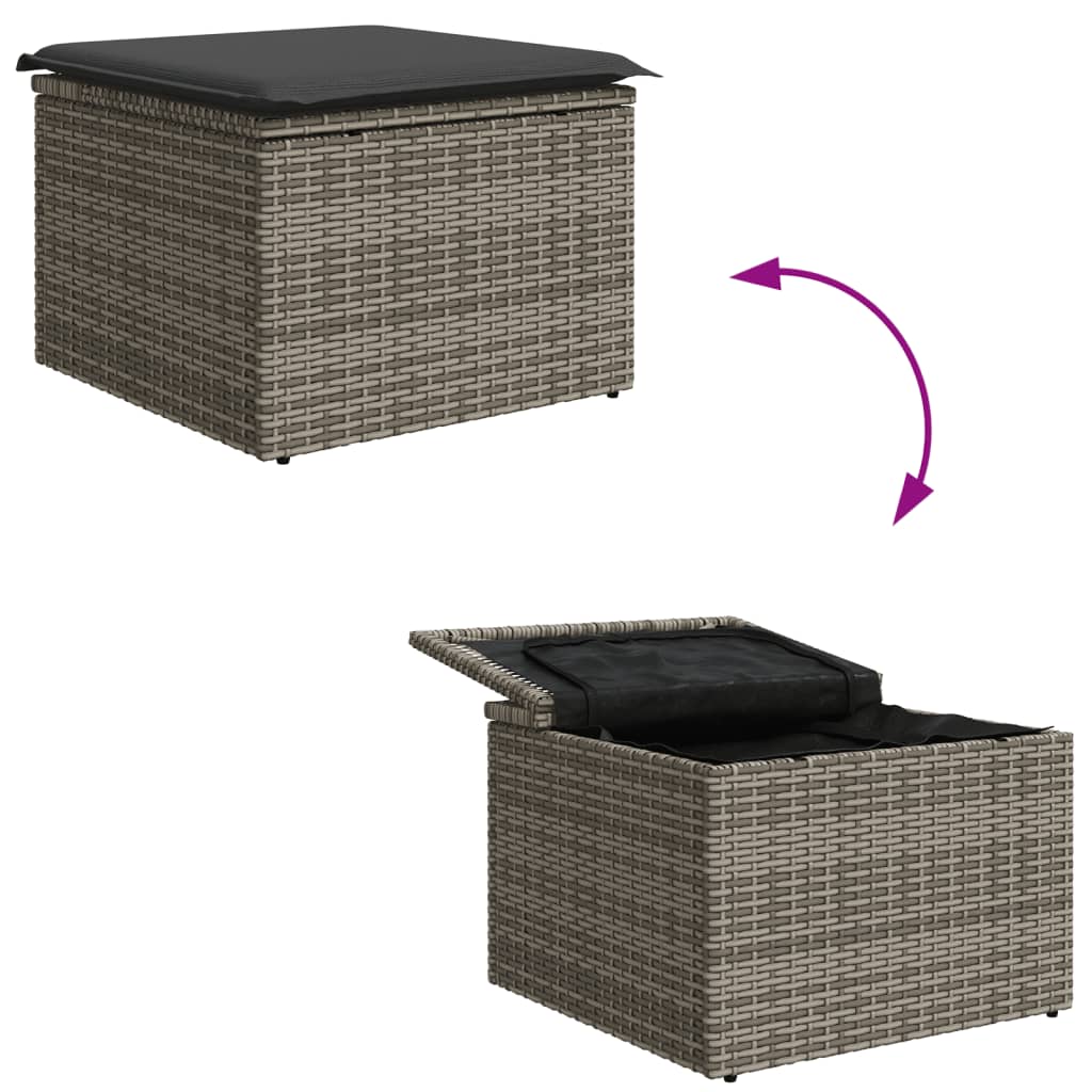 Vrtni tabure s jastukom sivi 55 x 55 x 37 cm od poliratana