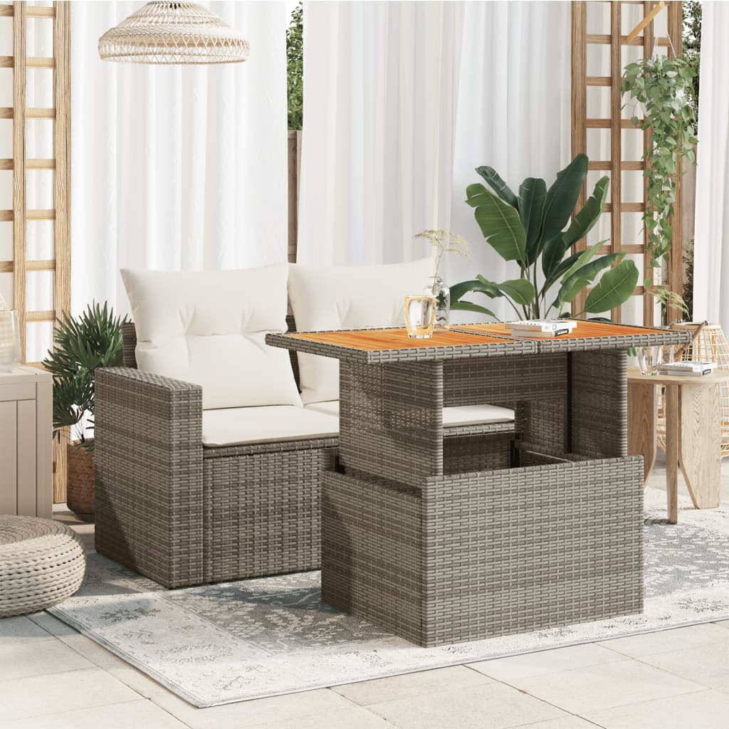 Vrtni stol sivi 100x55x73 cm od poliratana i bagremovog drva