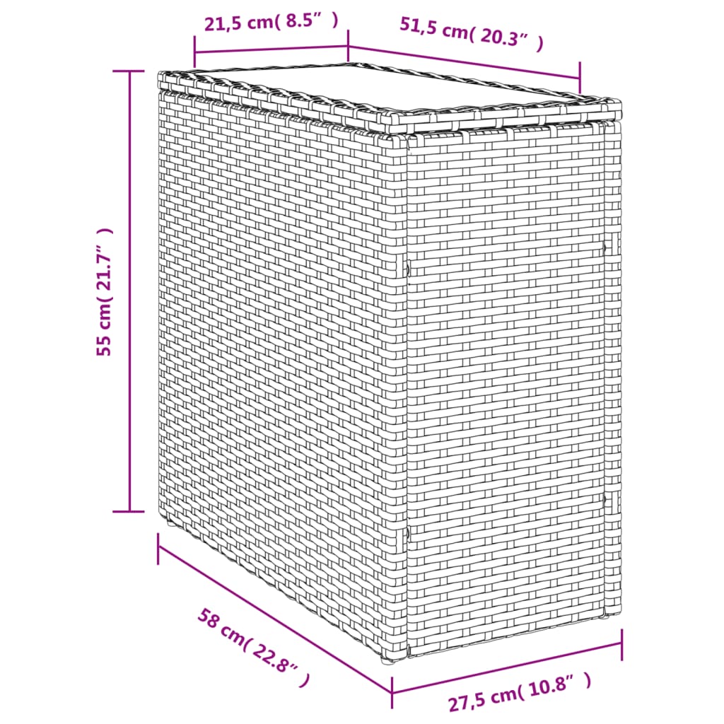 Vrtni stol sa staklenom pločom sivi 58x27,5x55 cm od poliratana