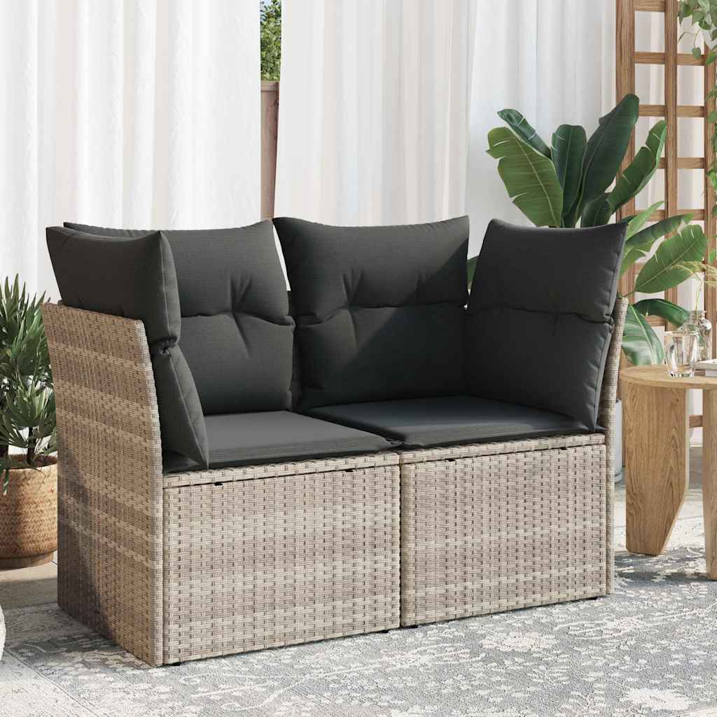 Vrtni dvosjed s jastucima svijetlosivi od poliratana
