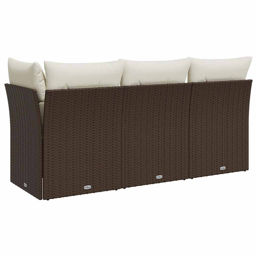 Vrtni trosjed s jastucima smeđi od poliratana