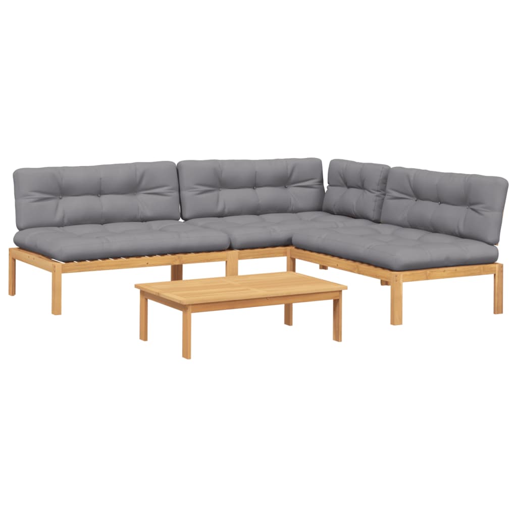 4-dijelni set vrtnih sofa od paleta s jastucima od drva bagrema