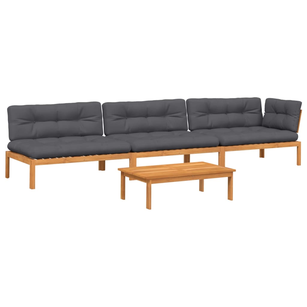 4-dijelni set vrtnih sofa od paleta s jastucima od drva bagrema