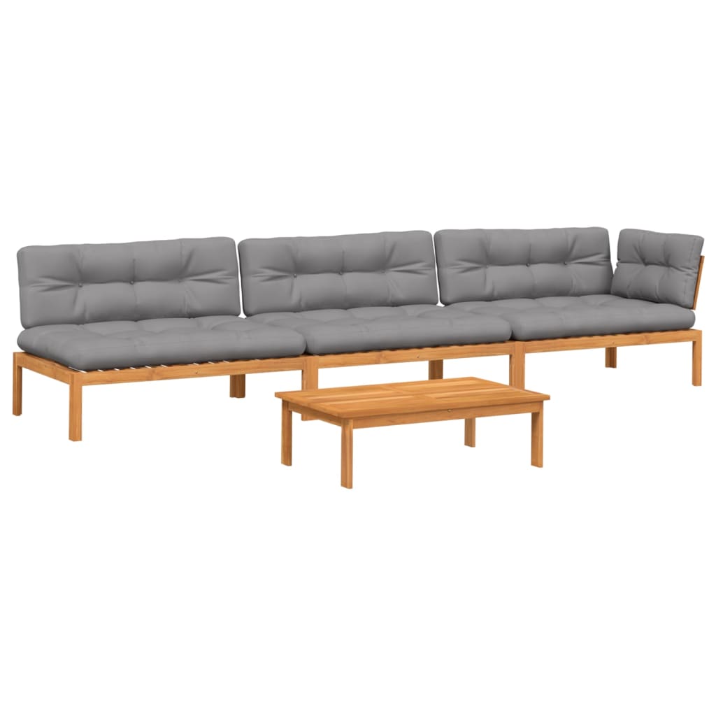 4-dijelni set vrtnih sofa od paleta s jastucima od drva bagrema