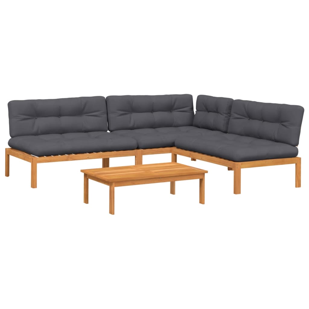 4-dijelni set vrtnih sofa od paleta s jastucima od drva bagrema