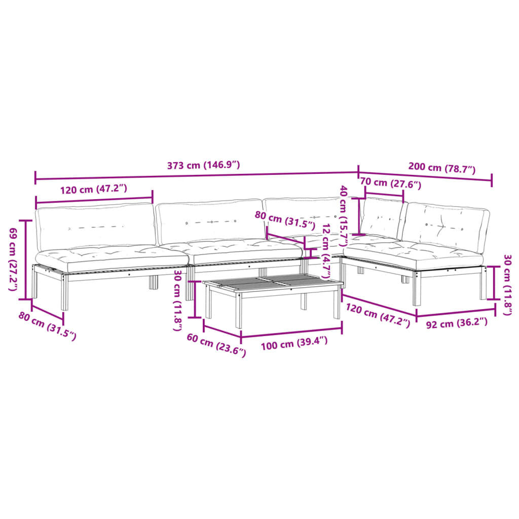 5-dijelna set vrtnih sofa od paleta s jastucima od drva bagrema