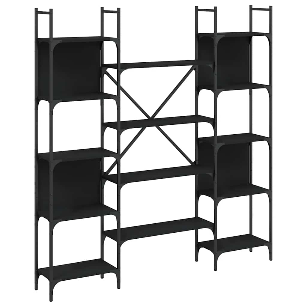 Police za knjige crne 155,5 x 24 x 166,5 cm konstruirano drvo
