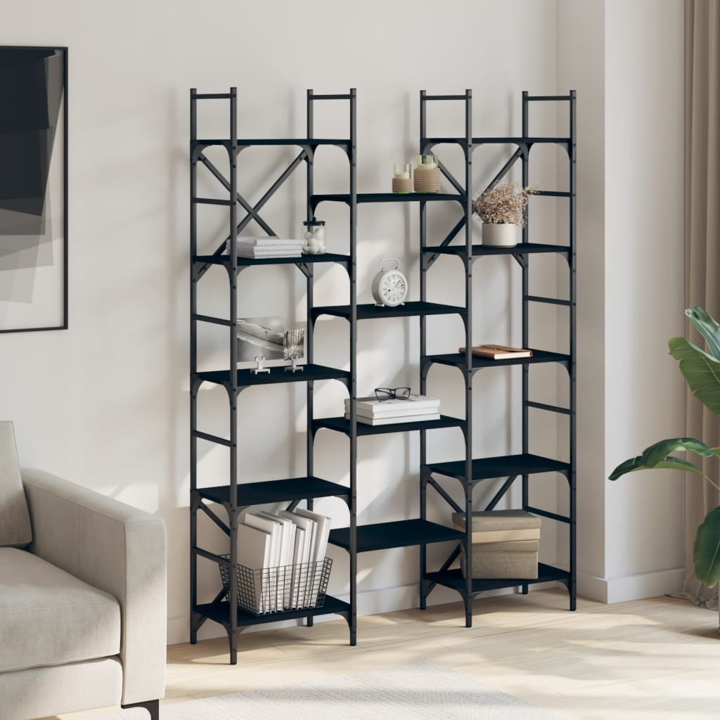 Police za knjige crne 127,5 x 28,5 x 172,5 cm konstruirano drvo