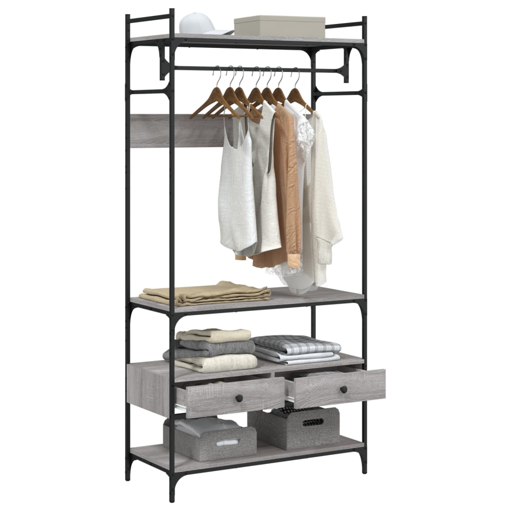 Ormar s ladicama sivi hrast 89x39x184,5 cm konstruirano drvo