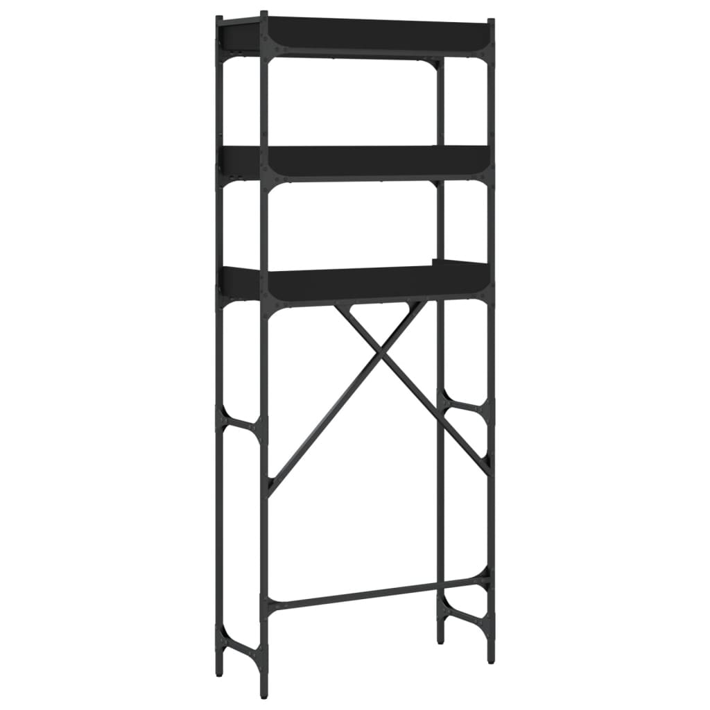 Polica za perilicu rublja crne 67x25x163 cm drvena