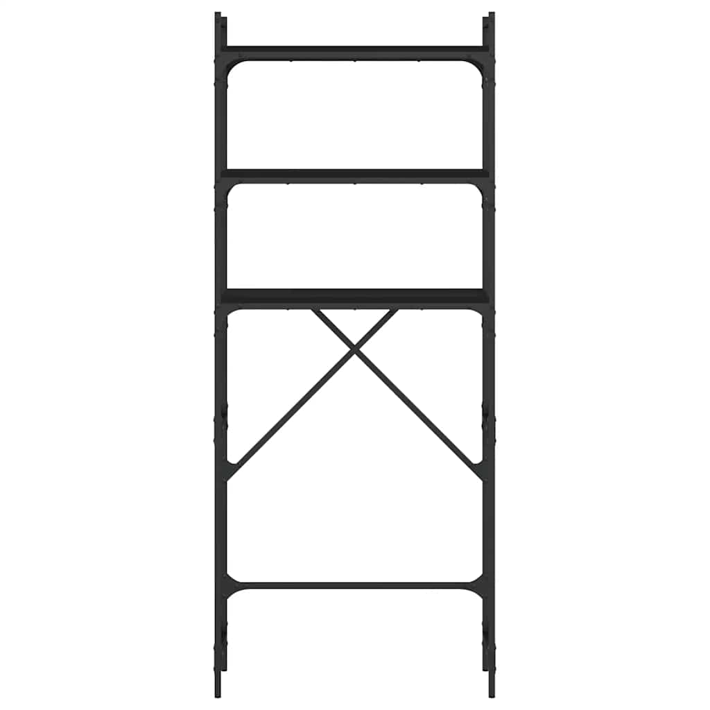 Polica za perilicu rublja crne 67x25x163 cm drvena