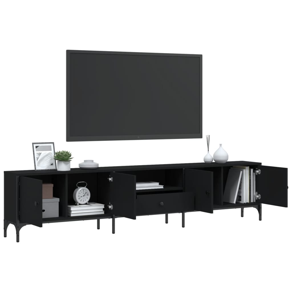 TV ormarić s ladicom crni 200 x 25 x 44 cm konstruirano drvo