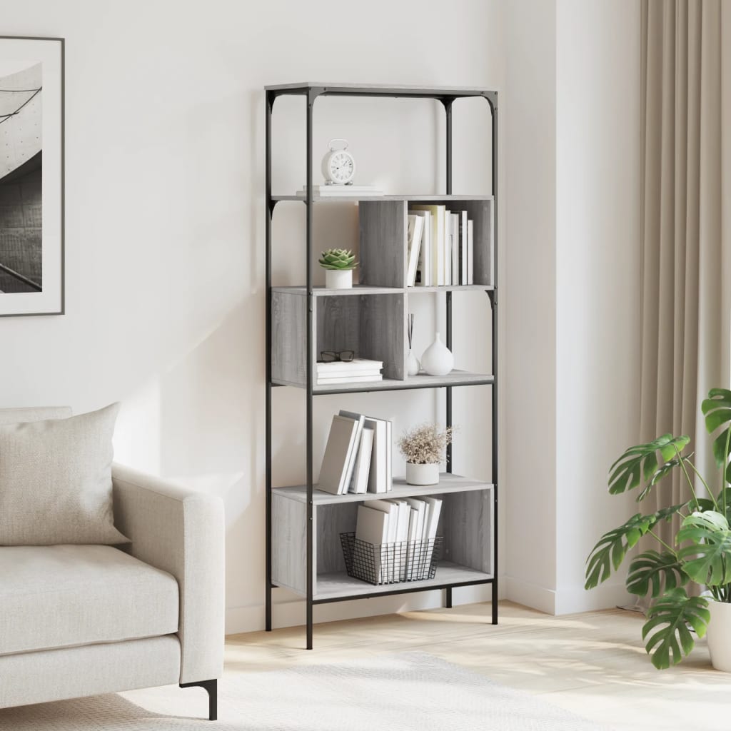 Regal za knjige s 5 razina siva boja hrasta 76x33x188,5cm