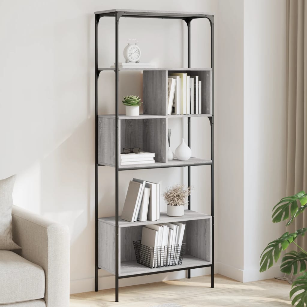 Regal za knjige s 5 razina siva boja hrasta 76x33x188,5cm