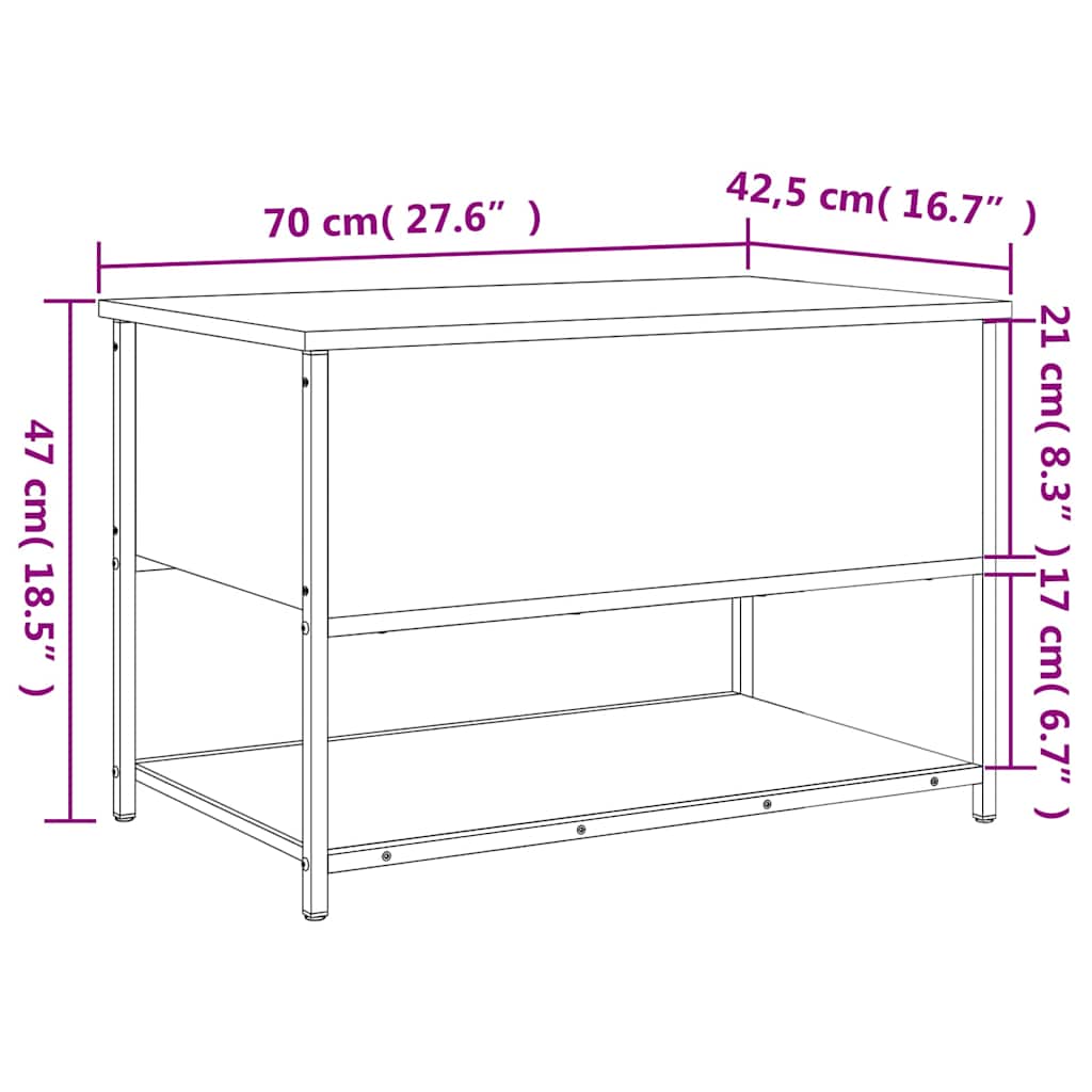 Klupa za pohranu boja hrasta 70x42,5x47cm od konstruiranog drva