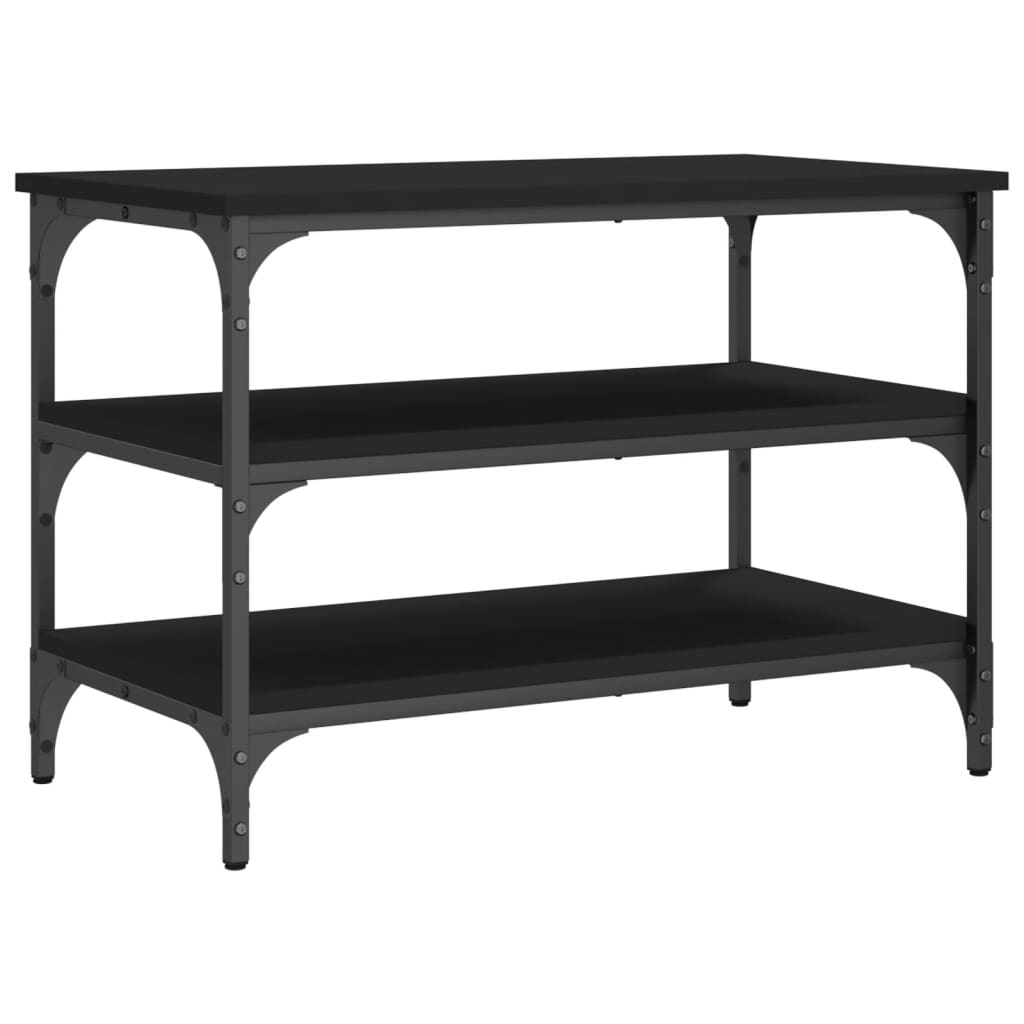 Klupa za cipele crna 70 x 38,5 x 49 cm od konstruiranog drva