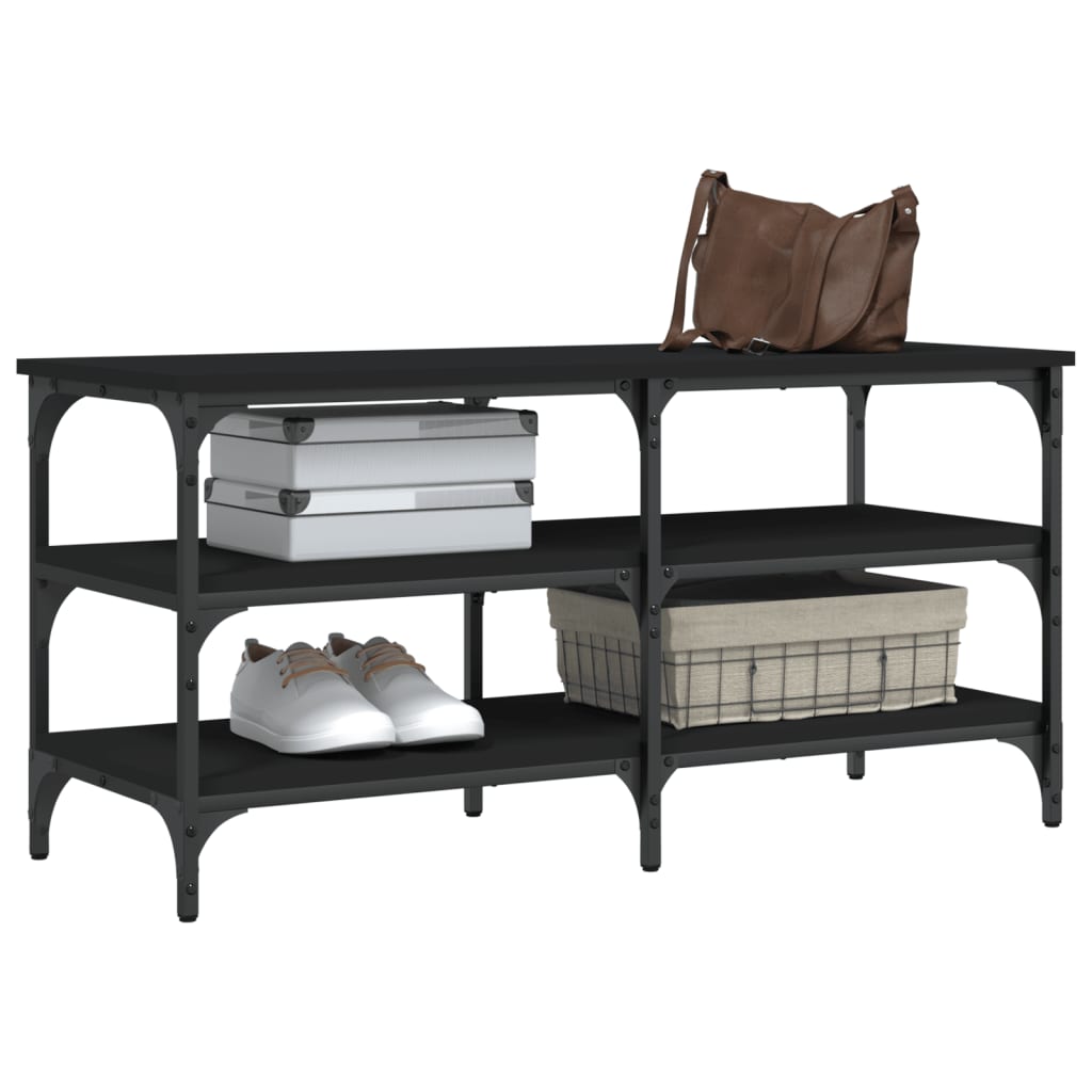 Klupa za cipele crna 100x38,5x49 cm od konstruiranog drva
