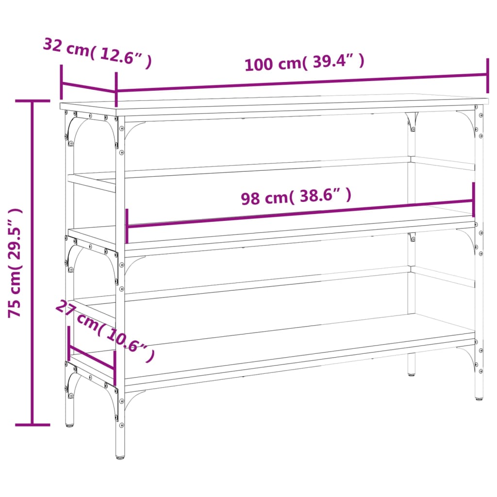 Konzolni stol crni 100 x 32 x 75 cm od konstruiranog drva
