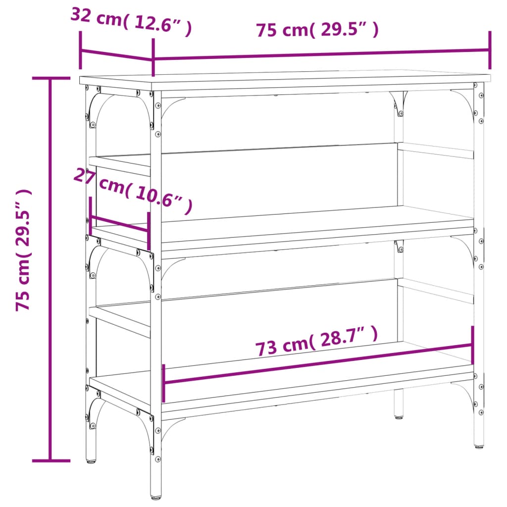 Konzolni stol boja hrasta 75 x 32 x 75 cm konstruirano drvo