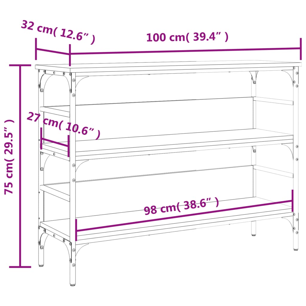 Konzolni stol boja hrasta sonome 100x32x75 cm konstruirano drvo