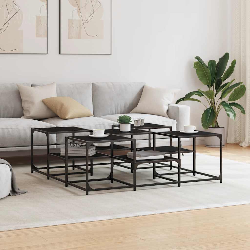 Stolić za kavu crni 121 x 121 x 40 cm od konstruiranog drva