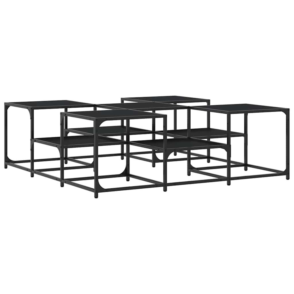 Stolić za kavu crni 121 x 121 x 40 cm od konstruiranog drva