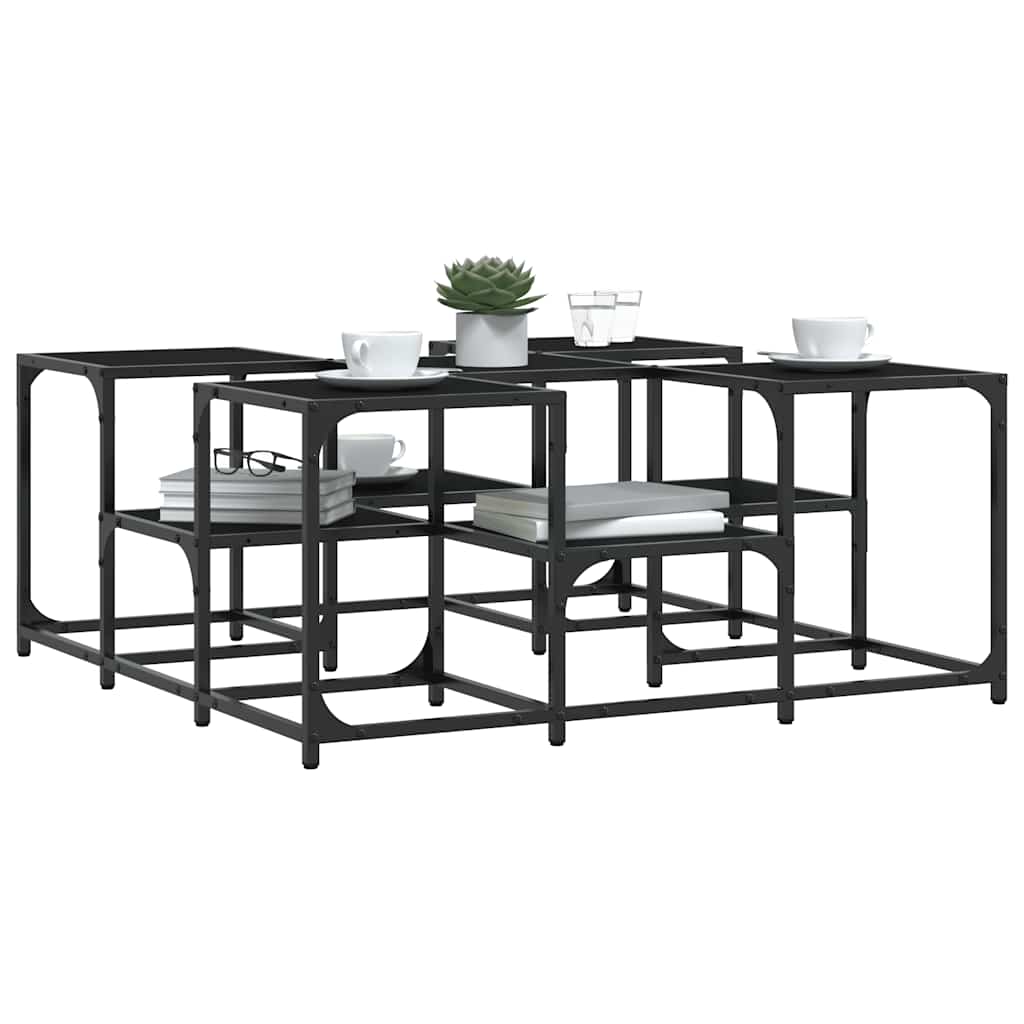 Stolić za kavu crni 91 x 91 x 40 cm od konstruiranog drva