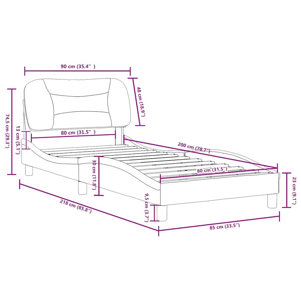 Okvir za krevet bez madraca Hvar crni 80x200cm od tkanine