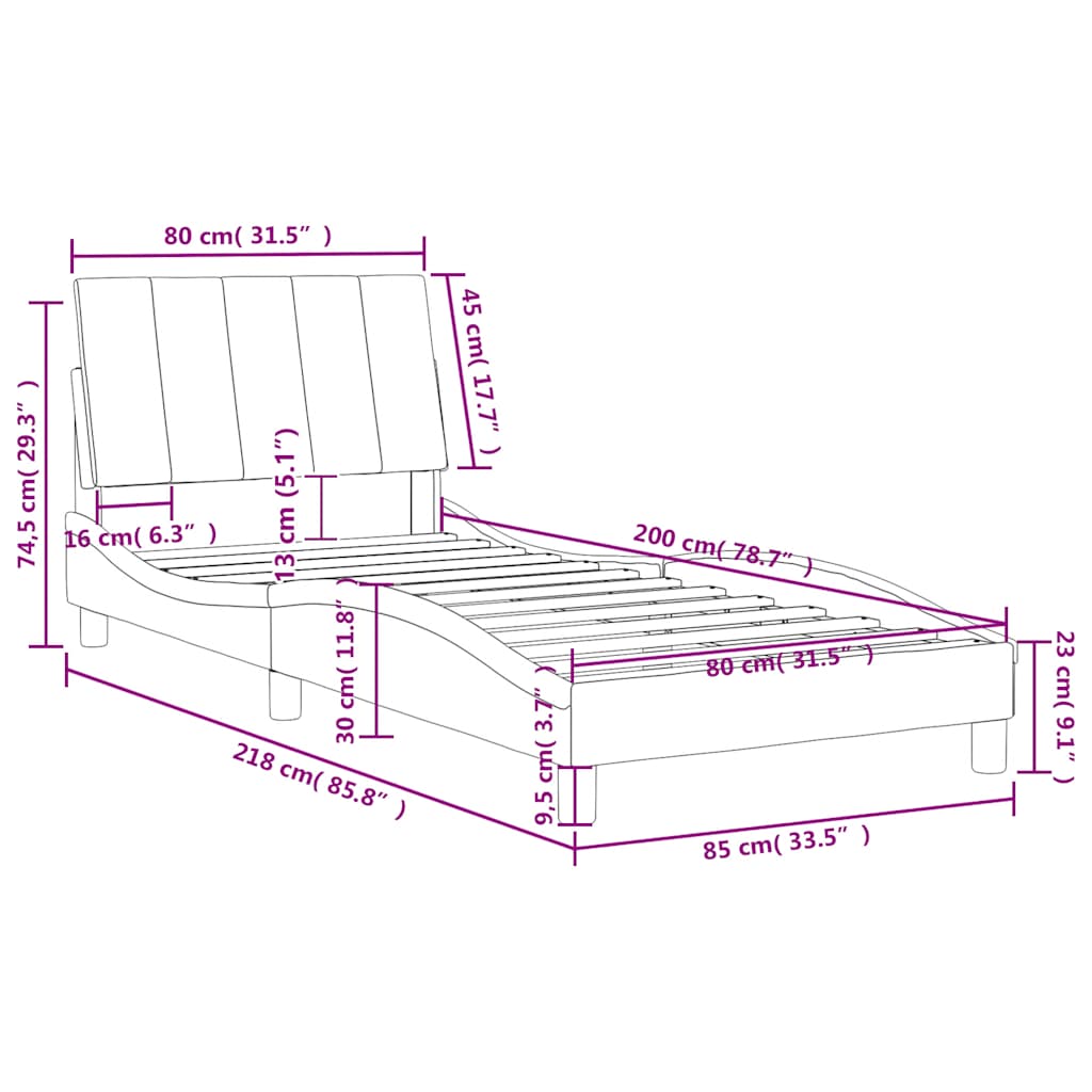 Okvir za krevet bez madraca Hanko crni 80x200 cm baršunasti
