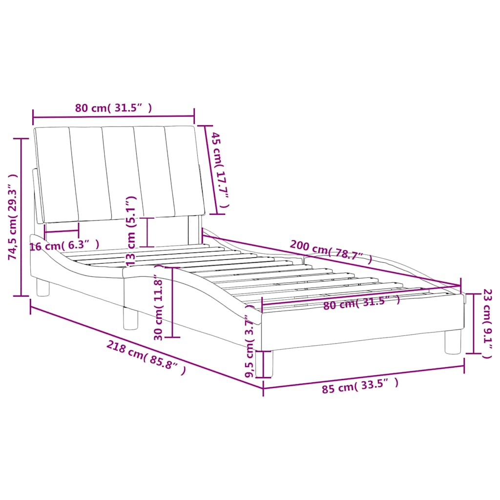 Okvir za krevet bez madraca Hanko plavi 80 x 200 cm baršunasti