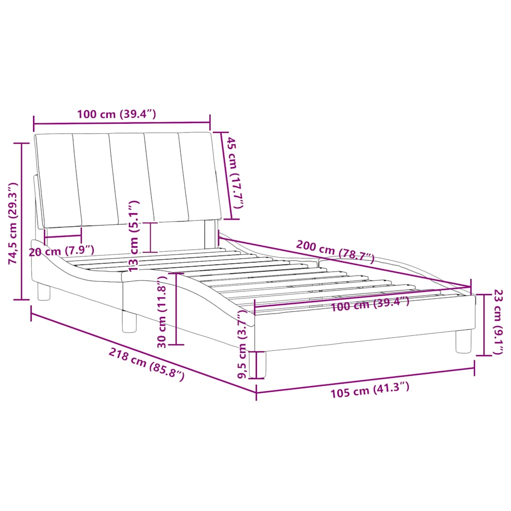 Okvir za krevet bez madraca Hanko crni 100x200 cm baršunasti