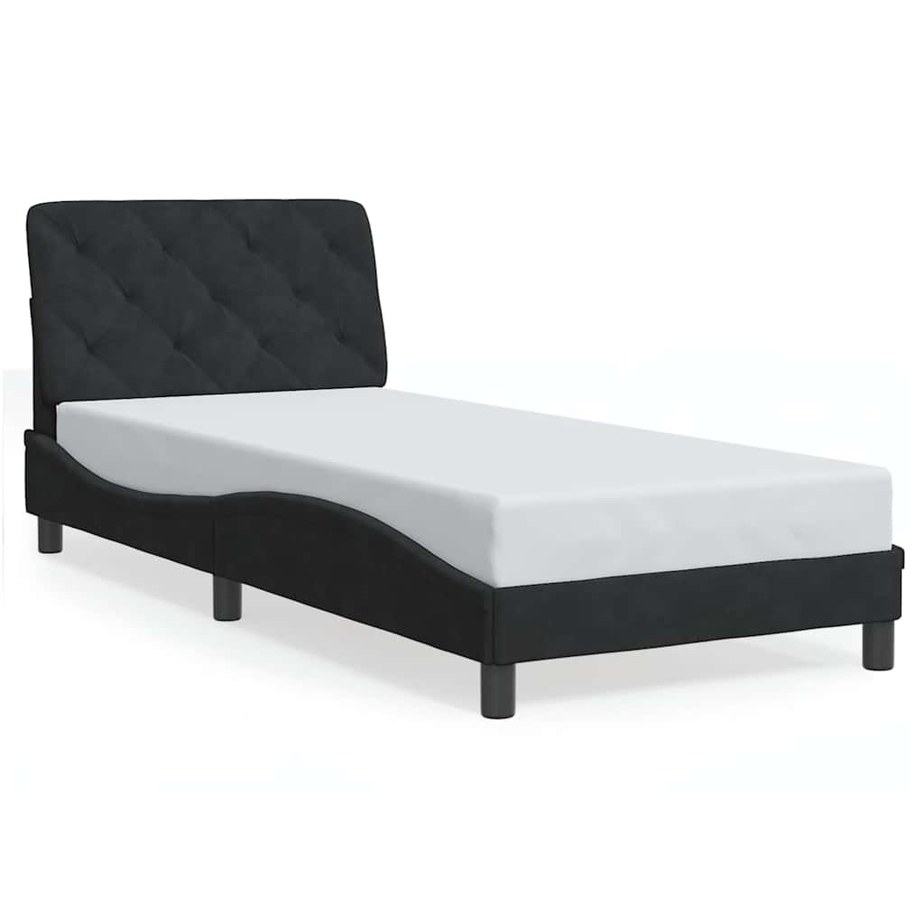 Okvir za krevet bez madraca crni 90x190 cm baršunasti