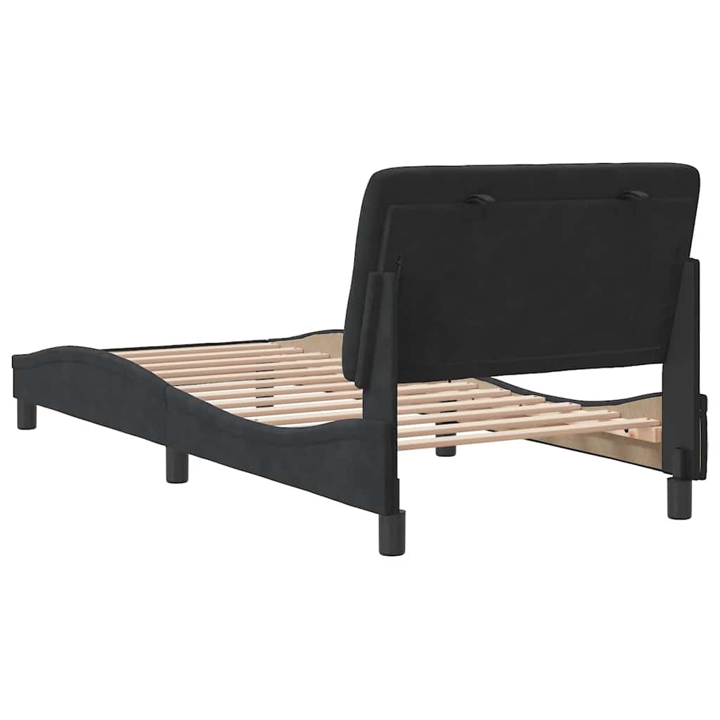 Okvir za krevet bez madraca crni 90x190 cm baršunasti