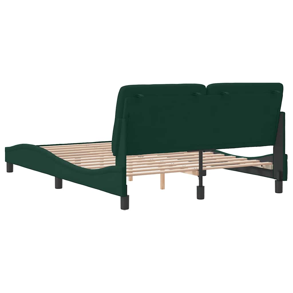 Okvir za krevet bez madraca tamnozeleni 140x190 cm baršunasti