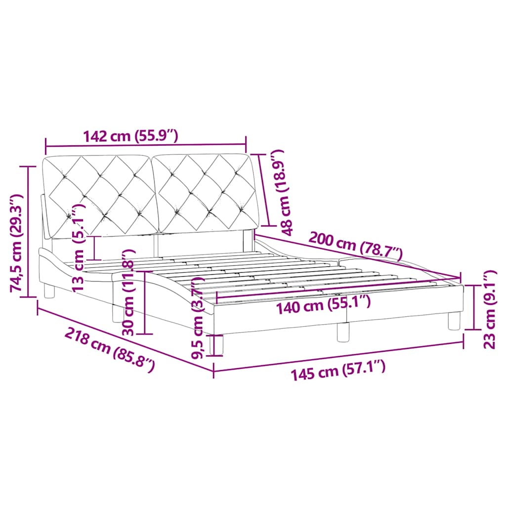 Okvir za krevet bez madraca plavi 140 x 200 cm baršunasti