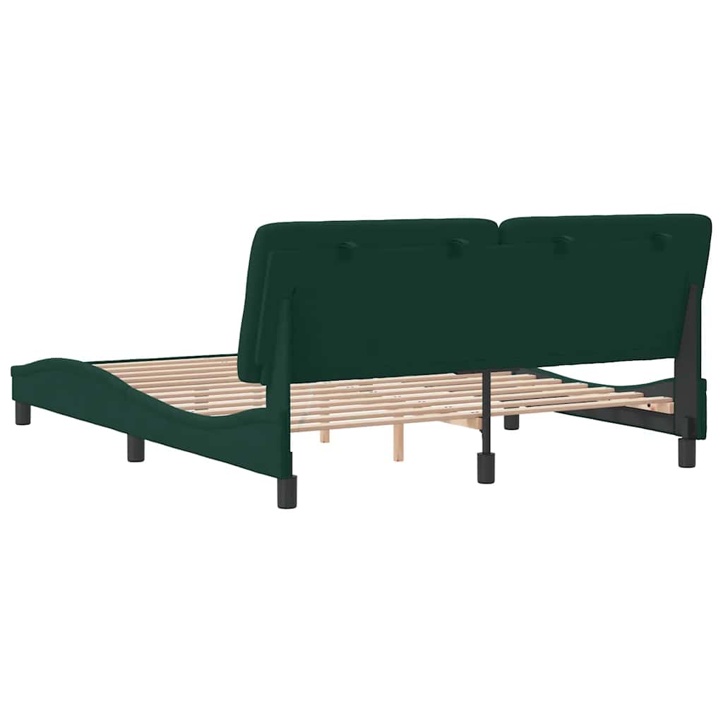 Okvir za krevet bez madraca tamnozeleni 160x200 cm baršunasti