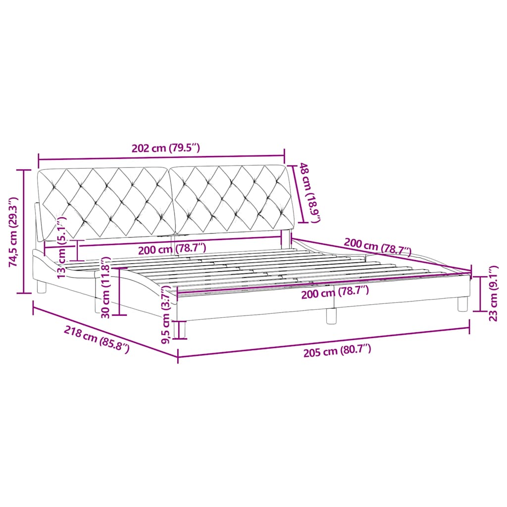 Okvir za krevet bez madraca tamnozeleni 200x200 cm baršunasti