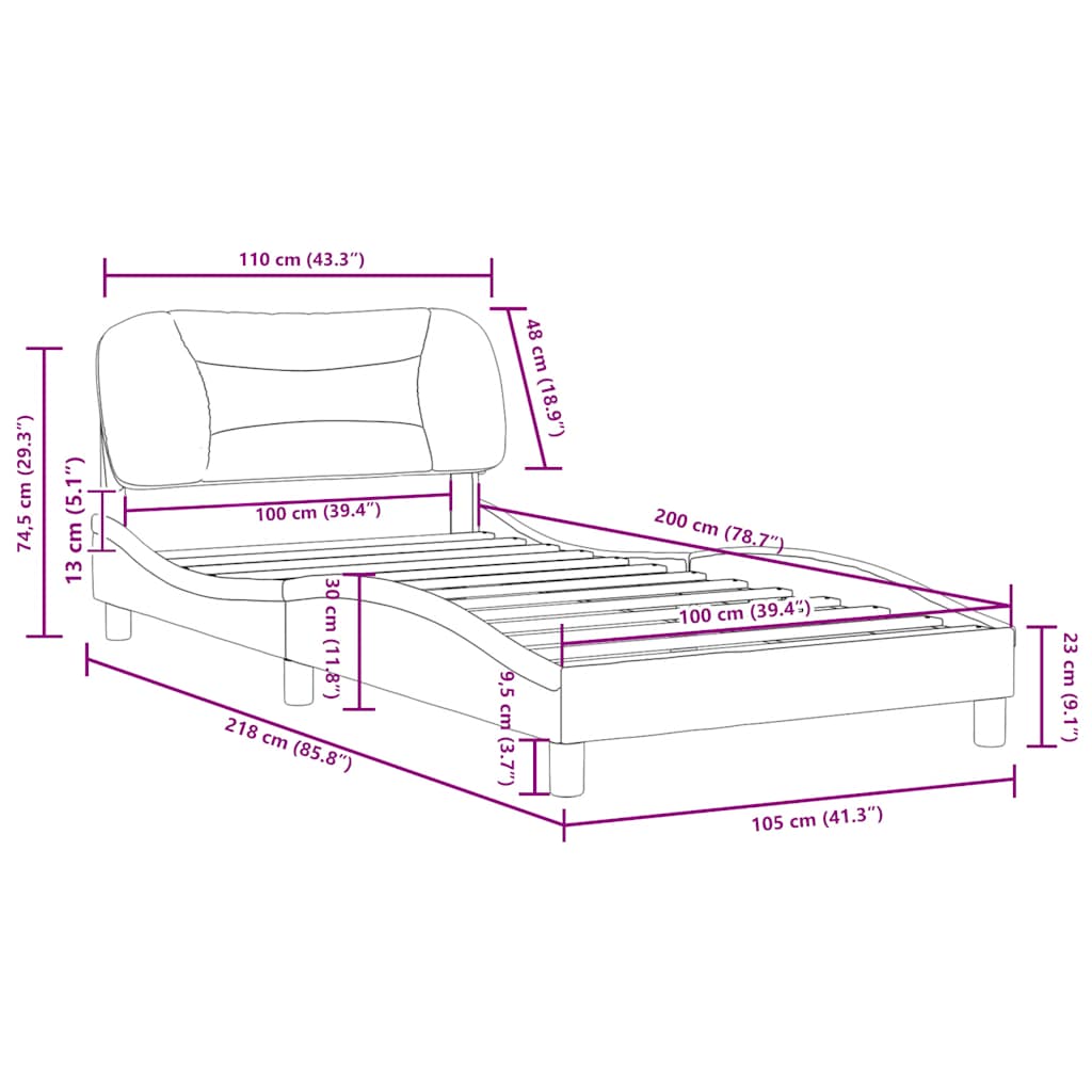 Okvir za krevet bez madraca Hvar bijeli 100x200 cm od umjetne kože