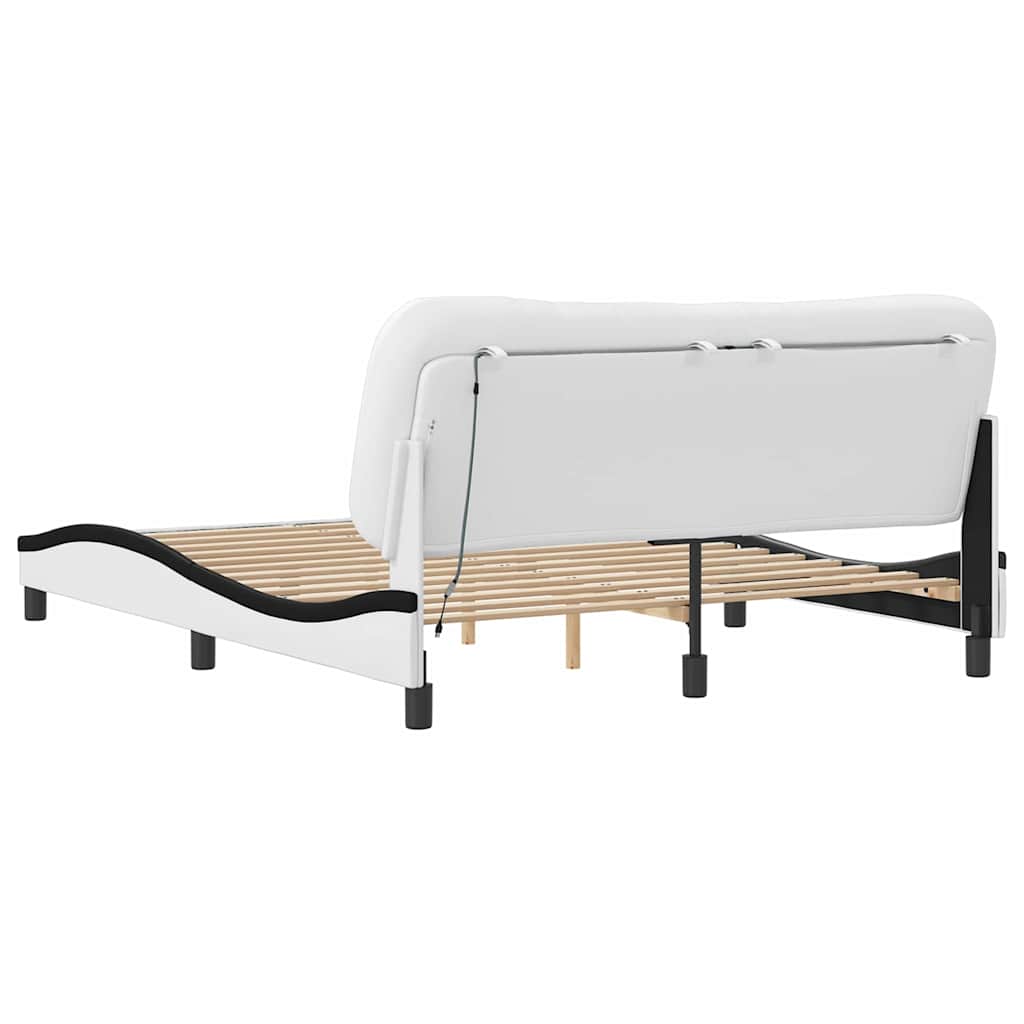 Okvir kreveta bez madraca Hvar bijelo-crni 160x200 cm umjetna koža