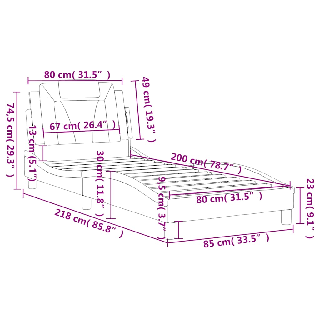 Okvir za krevet Viana bez madraca smeđi 80 x 200 cm od umjetne kože