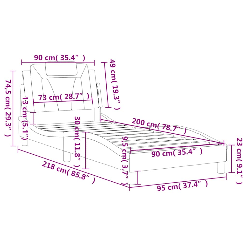 Okvir kreveta Viana bez madraca crno-bijeli 90 x 200 cm umjetna koža