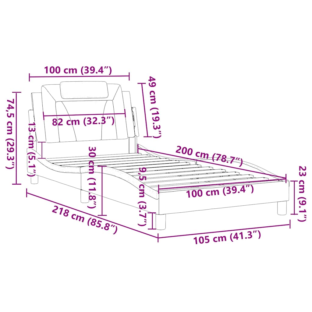 Okvir za krevet Viana bez madraca boja cappuccina 100x200 cm umjetna koža