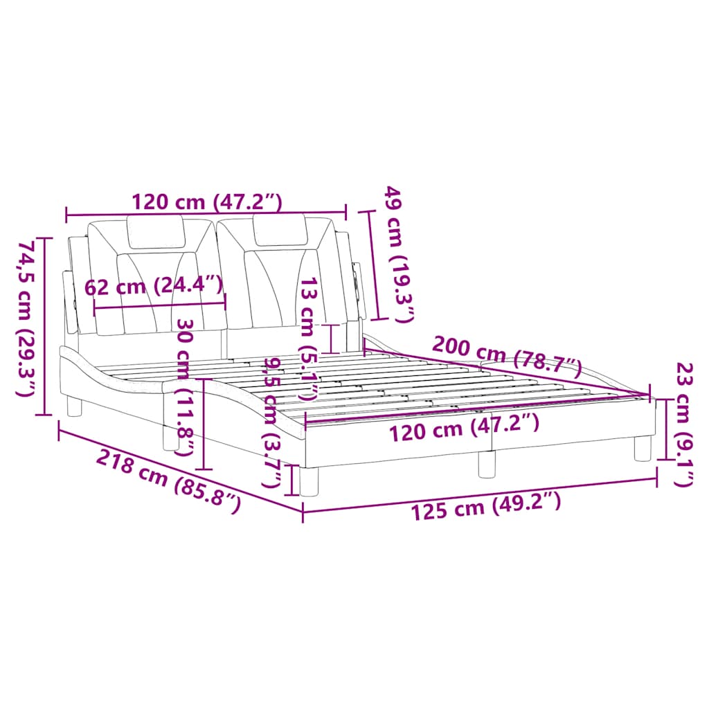 Okvir za krevet Viana bez madraca smeđi 120x200 cm od umjetne kože