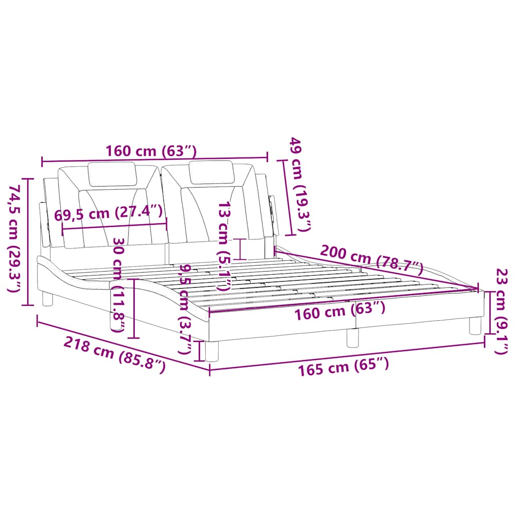 Okvir za krevet Viana bez madraca crni 160x200 cm od umjetne kože