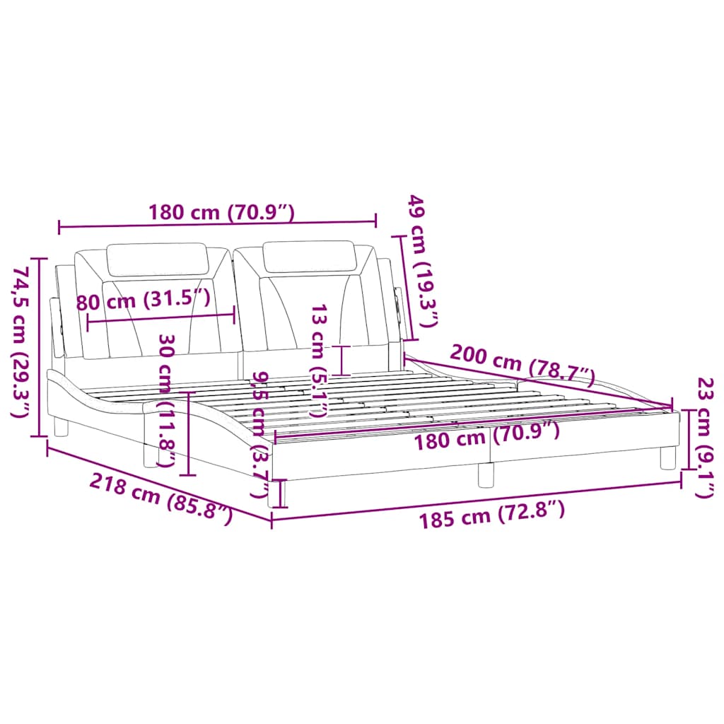 Okvir za krevet Viana bez madraca crni 180x200 cm od umjetne kože